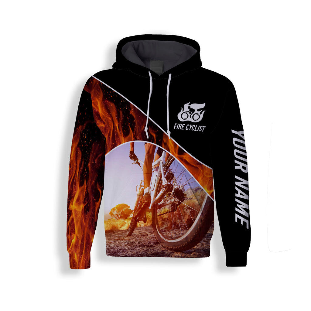 Men's Customized Zip Up Hoodie, Long Sleeve, and Hoodie Fire Cyclist Tops Bicycle Clothing