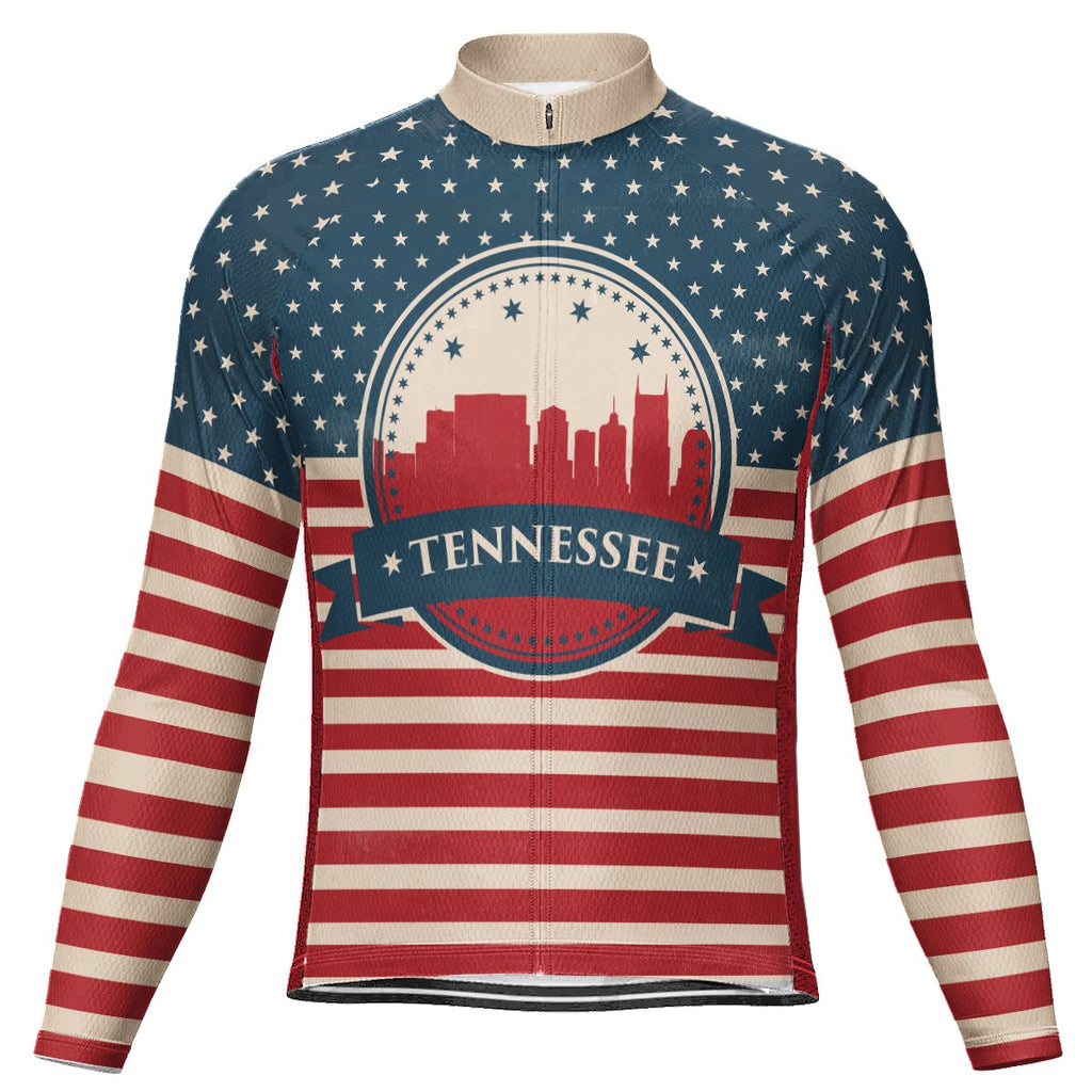 Customized Tennessee Winter Thermal Fleece Long Sleeve Cycling Jersey for Men