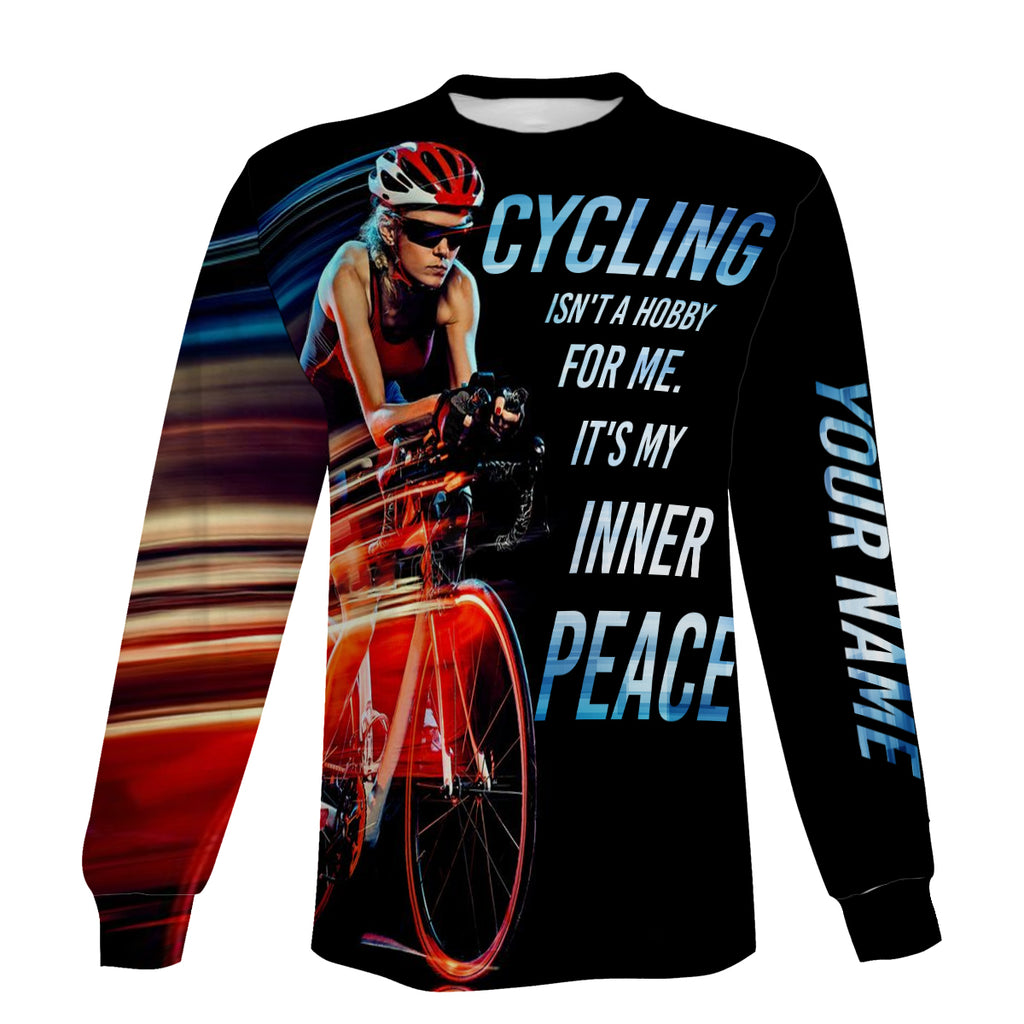 Men’s Personalized Long Sleeve, Zip Up Hoodie, Hoodie Cycling Isn't A Hobby For Me It's My Inner Peace