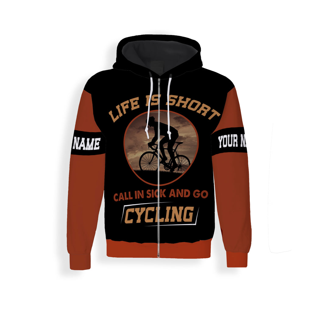 Life Is Short Call In Sick And Go Cycling Custom Name Long Sleeve, Hoodie, And Zip Up Hoodie For Men