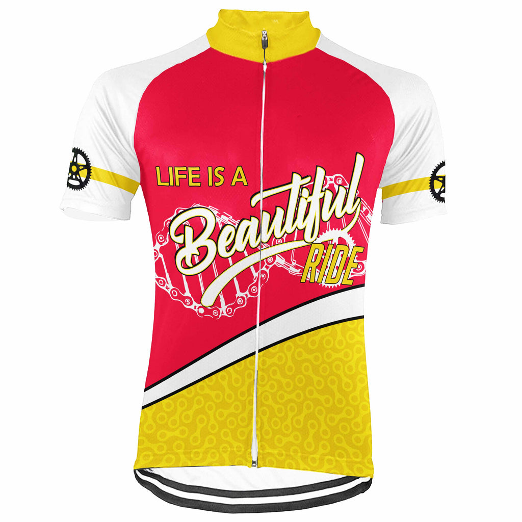 Customized Life Is A Beautiful Ride Short Sleeve Cycling Jersey for Men