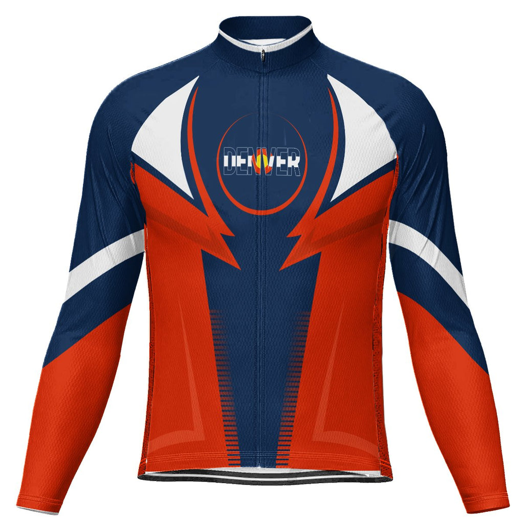 Customized Denver Winter Thermal Fleece Long Sleeve Cycling Jersey for Men