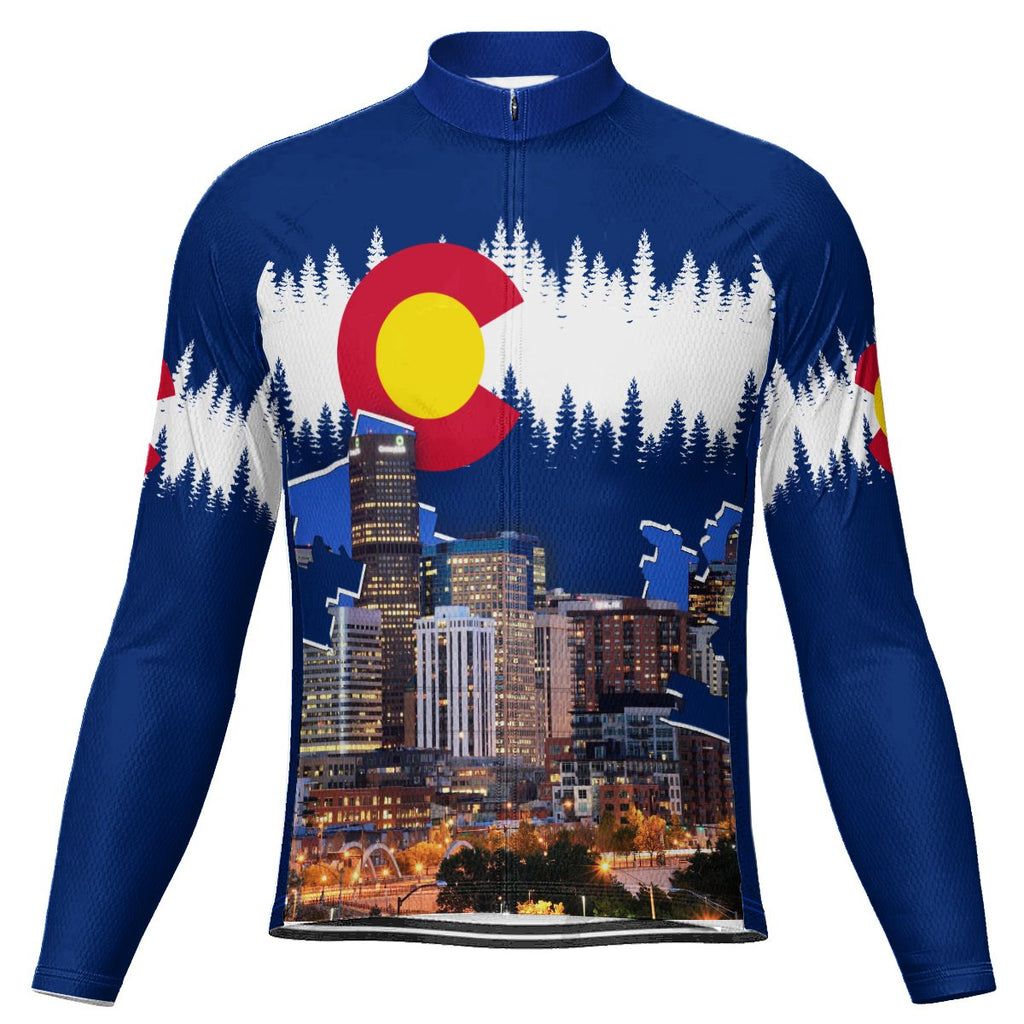 Customized Denver Winter Thermal Fleece Long Sleeve Cycling Jersey for Men