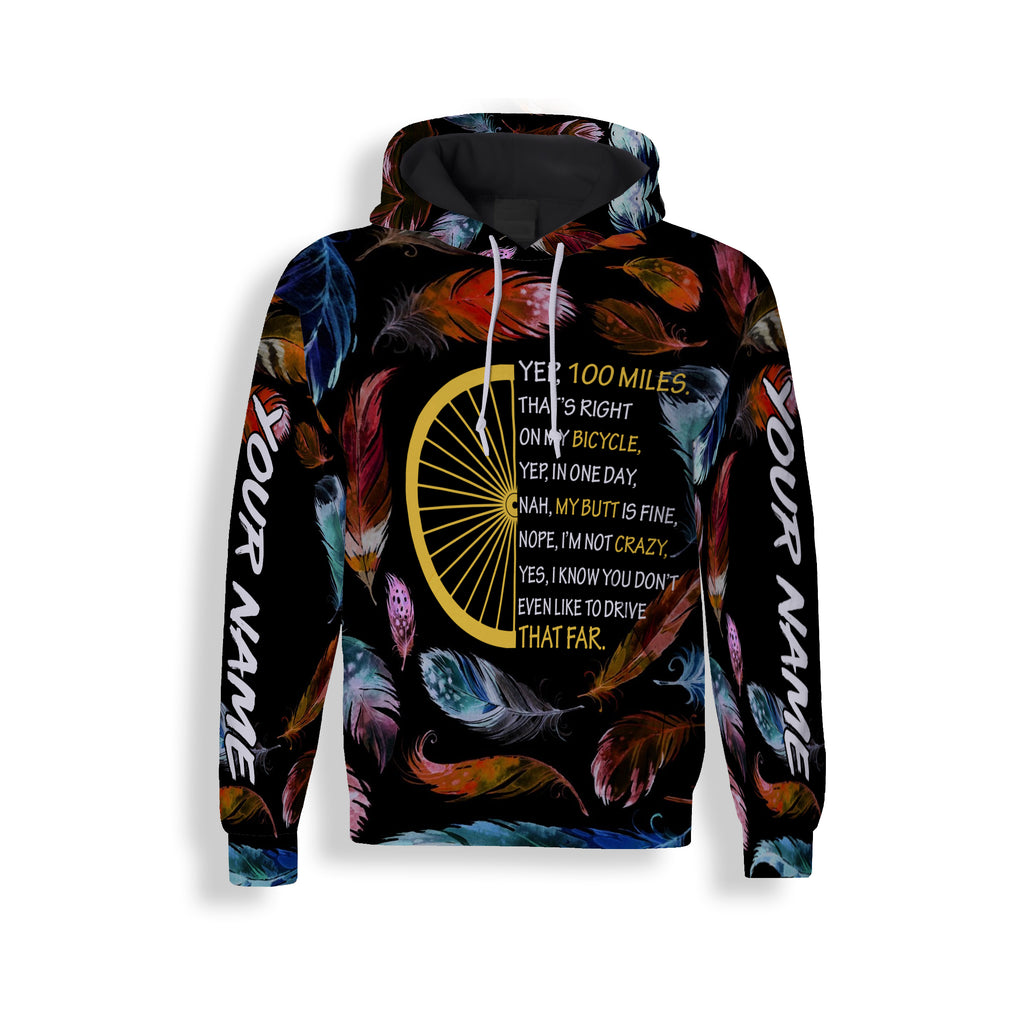 Yep, 100 miles. That’s Right, On My Bicycle Long Sleeve, Hoodie, and Zip Up Hoodie- Personalized Cycling Jersey For Men