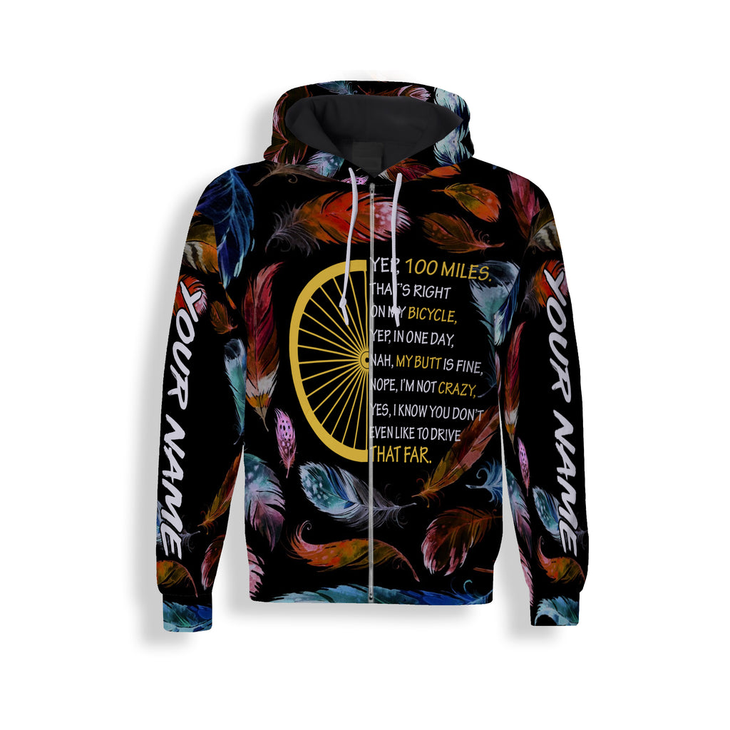 Yep, 100 miles. That’s Right, On My Bicycle Long Sleeve, Hoodie, and Zip Up Hoodie- Personalized Cycling Jersey For Men