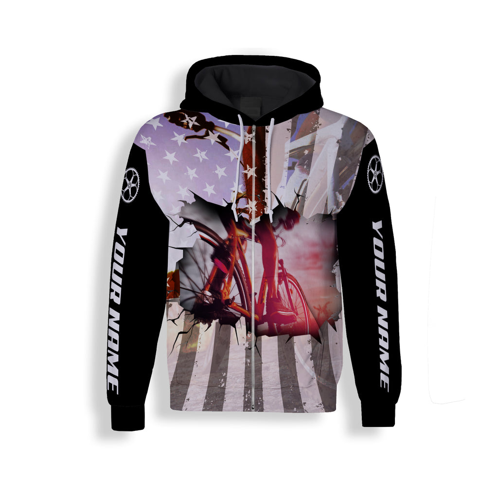 Foot On Pedal Cycling Jersey Men's Long Sleeve, Zip Up Hoodie, and Hoodie- Custom Name With High Quality