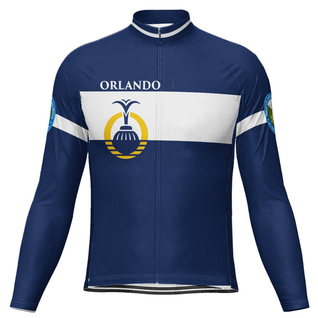 Customized Orlando Winter Thermal Fleece Long Sleeve Cycling Jersey for Men