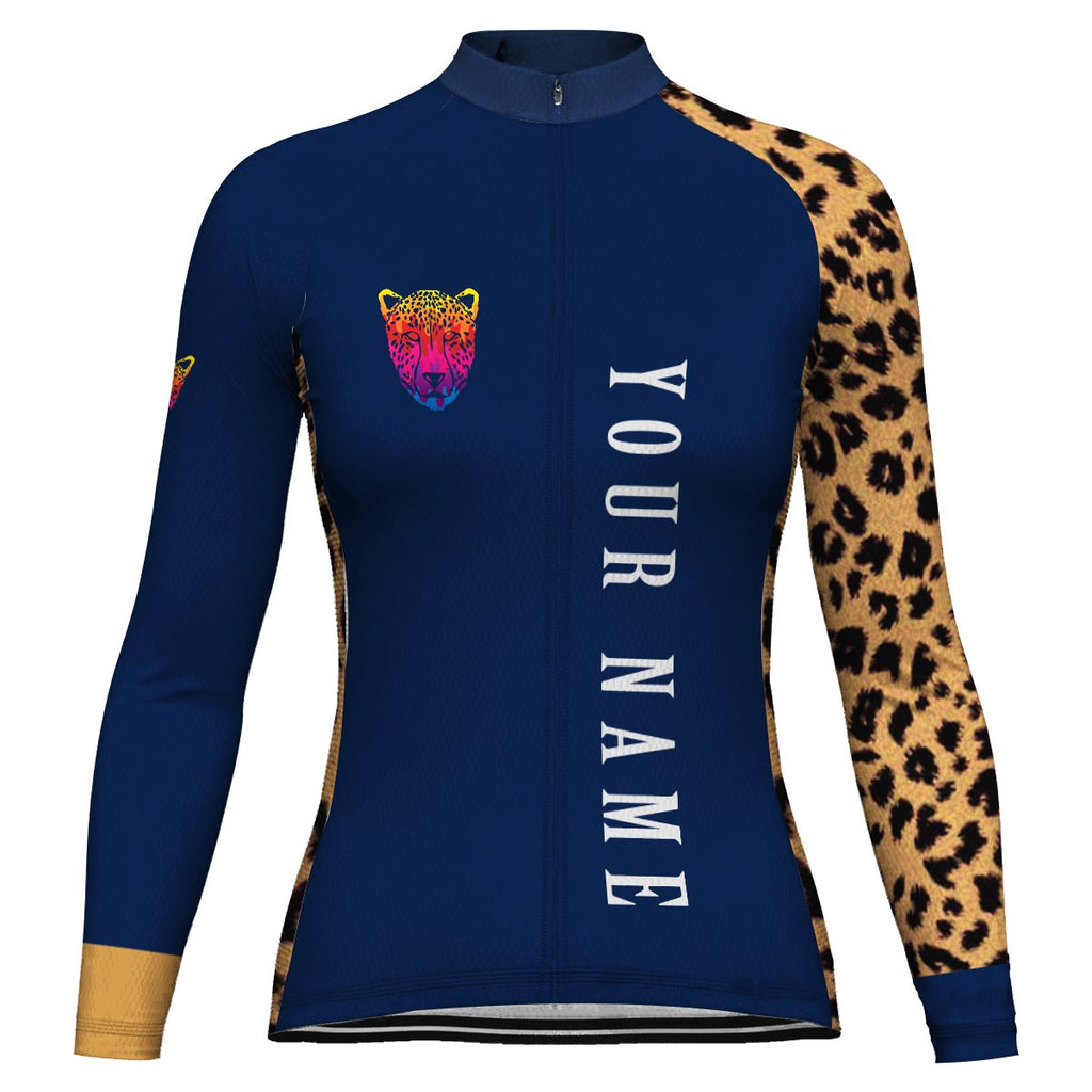 Customized Cheetah Long Sleeve Cycling Jersey for Women