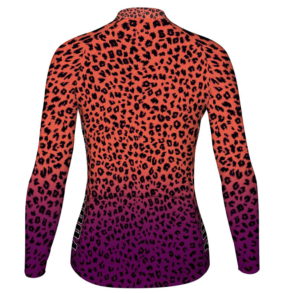 Customized Cheetah Long Sleeve Cycling Jersey for Women