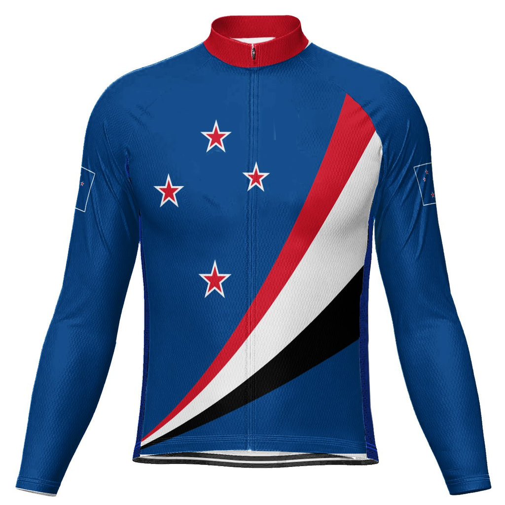 Customized New Zealand Winter Thermal Fleece Long Sleeve Cycling Jersey for Men