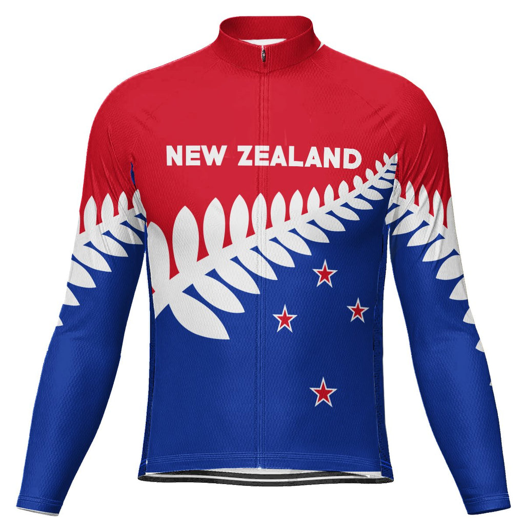 Customized New Zealand Winter Thermal Fleece Long Sleeve Cycling Jersey for Men