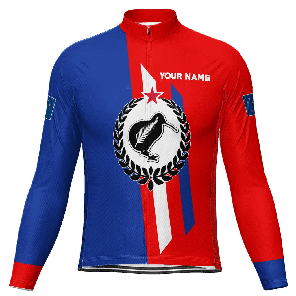 Customized New Zealand Winter Thermal Fleece Long Sleeve Cycling Jersey for Men