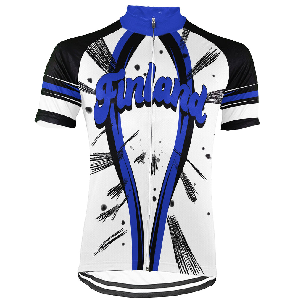 Customized Finland Winter Thermal Fleece Short Sleeve Cycling Jersey for Men