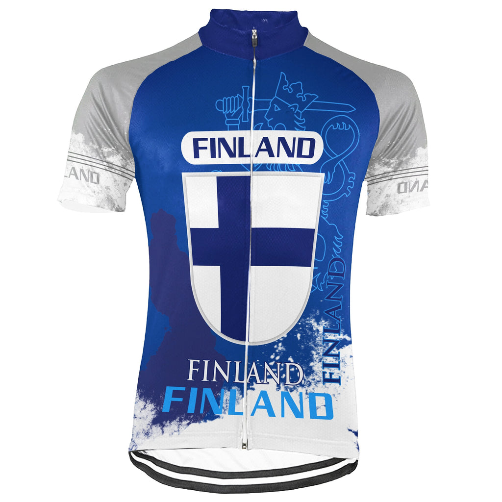 Customized Finland Winter Thermal Fleece Short Sleeve Cycling Jersey for Men