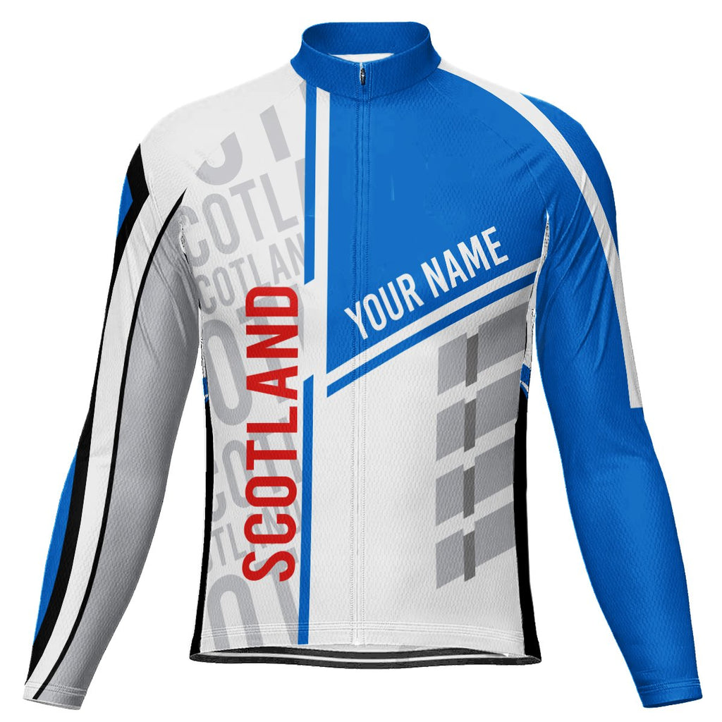 Customized Scotland Winter Thermal Fleece Long Sleeve Cycling Jersey for Men