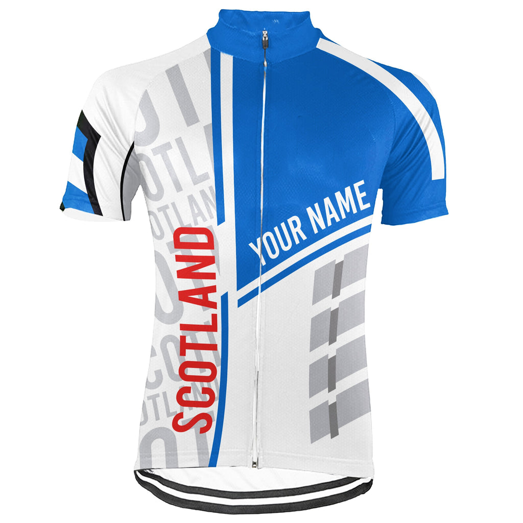 Customized Scotland Winter Thermal Fleece Short Sleeve Cycling Jersey for Men