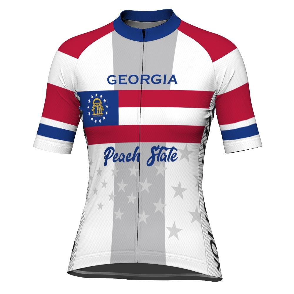 Customized Georgia Short Sleeve Cycling Jersey For Women