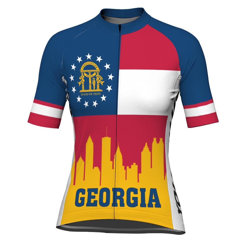 Customized Georgia Short Sleeve Cycling Jersey For Women