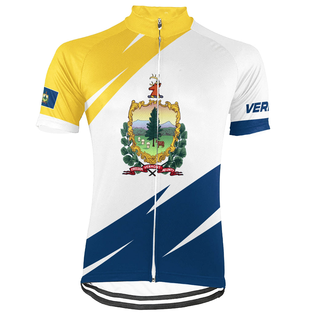 Customized Vermont Winter Thermal Fleece Short Sleeve Cycling Jersey for Men