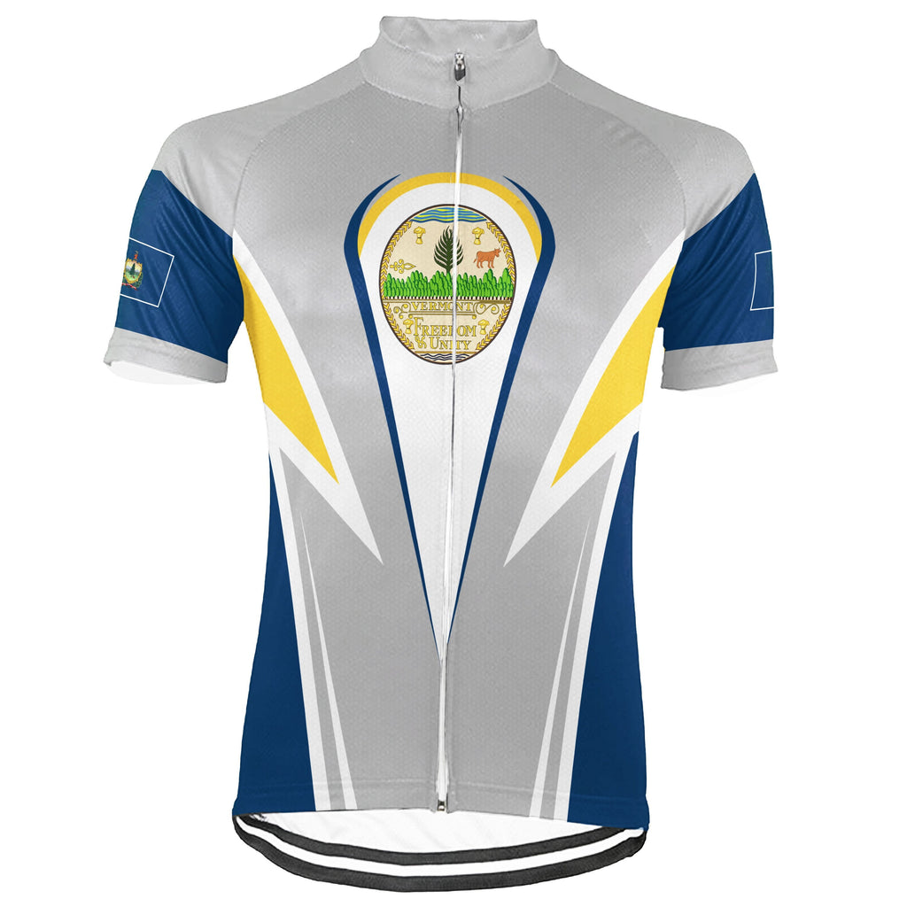 Customized Vermont Winter Thermal Fleece Short Sleeve Cycling Jersey for Men