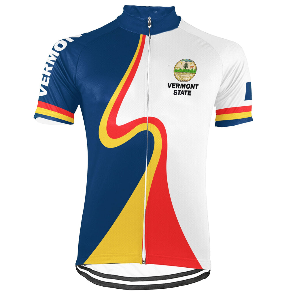 Customized Vermont Winter Thermal Fleece Short Sleeve Cycling Jersey for Men