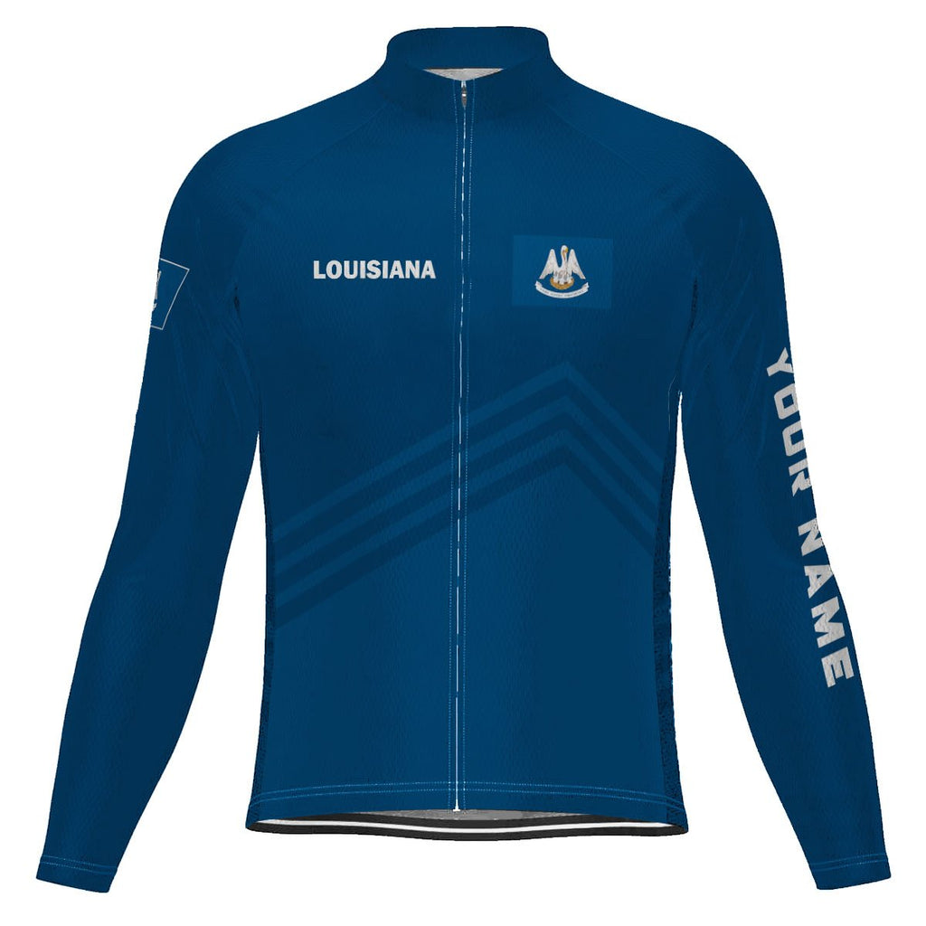 Customized Louisiana Winter Thermal Fleece Long Sleeve Cycling Jersey for Men