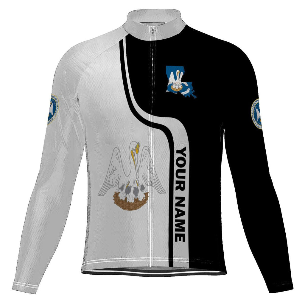 Customized Louisiana Winter Thermal Fleece Long Sleeve Cycling Jersey for Men