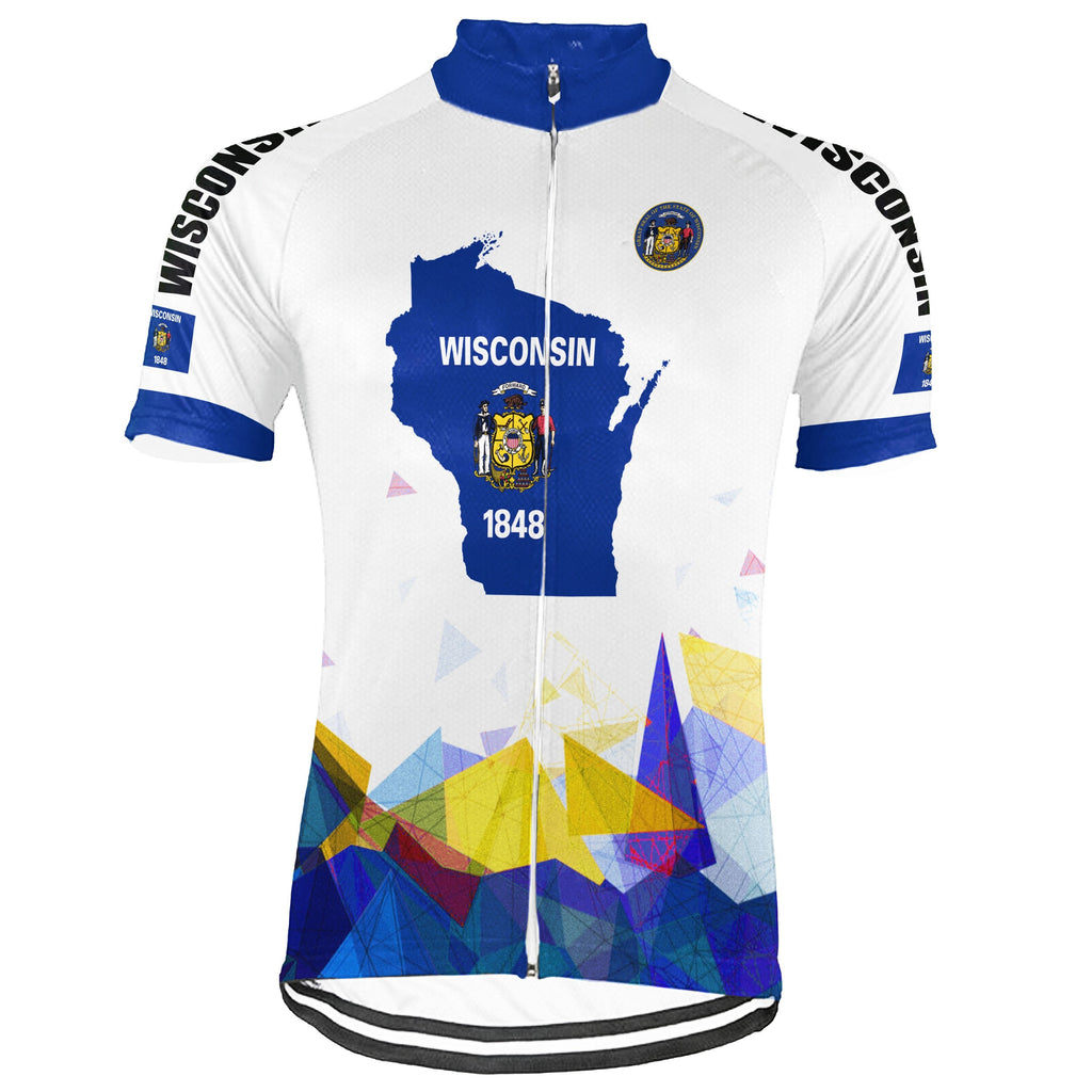 Customized Wisconsin Winter Thermal Fleece Short Sleeve Cycling Jersey for Men