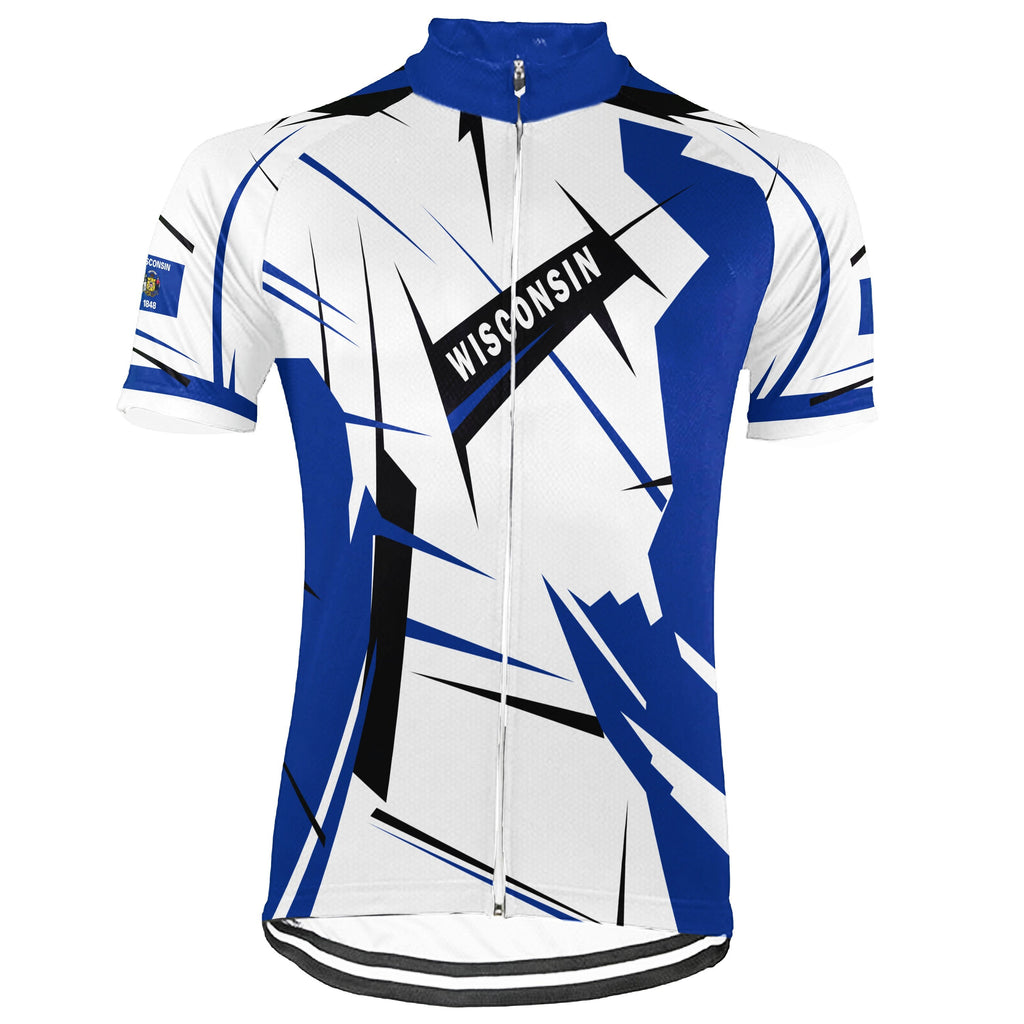 Customized Wisconsin Winter Thermal Fleece Short Sleeve Cycling Jersey for Men