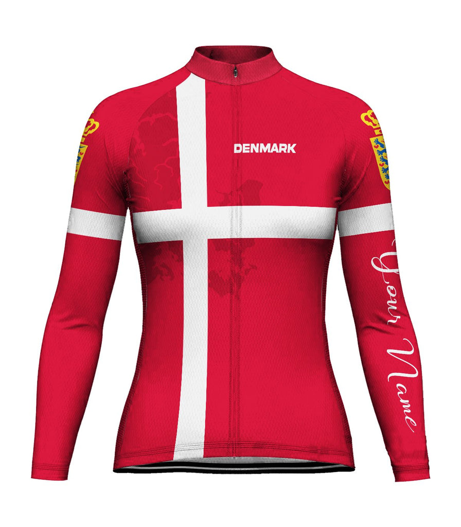 Customized Denmark Long Sleeve Cycling Jersey for Women
