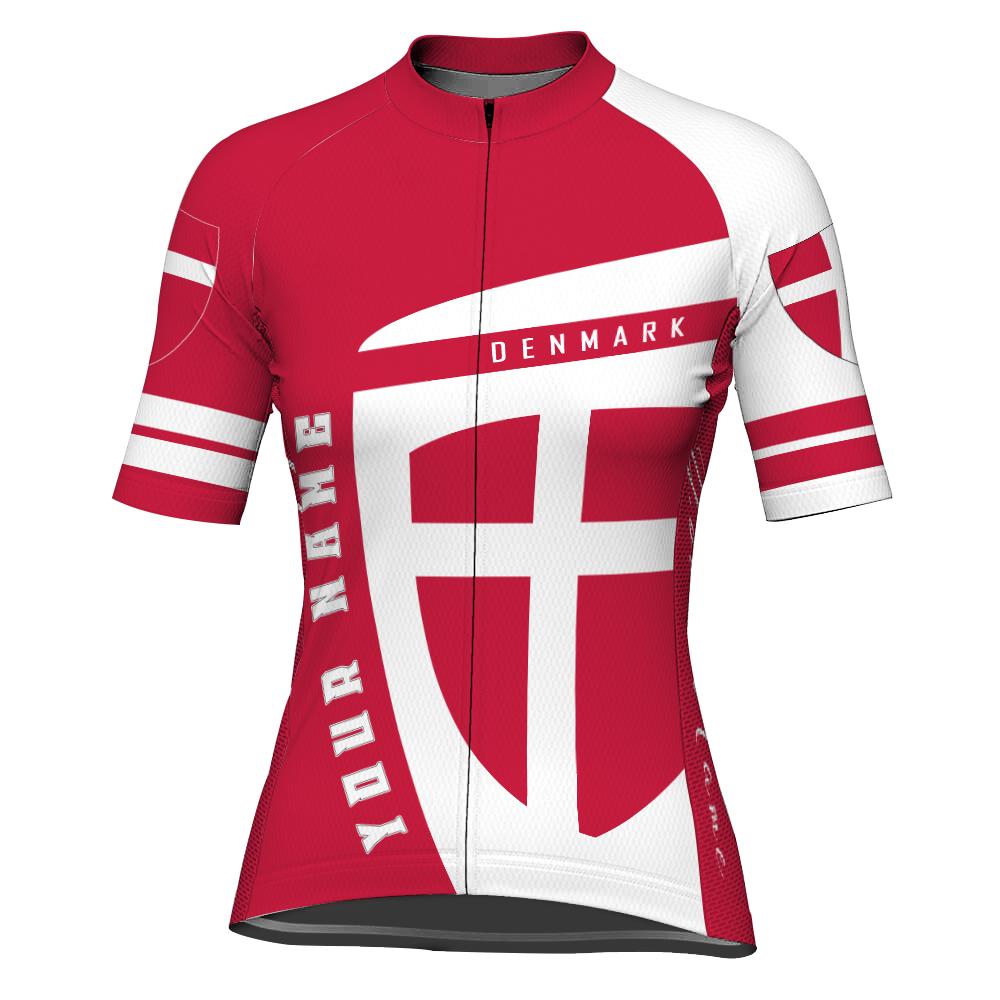 Customized Denmark Short Sleeve Cycling Jersey for Women