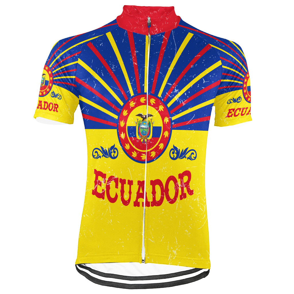 Customized Ecuador  Winter Thermal Fleece Short Sleeve Cycling Jersey for Men