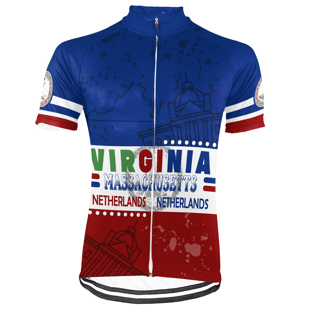 Customized Virginia Short Sleeve Cycling Jersey for Men