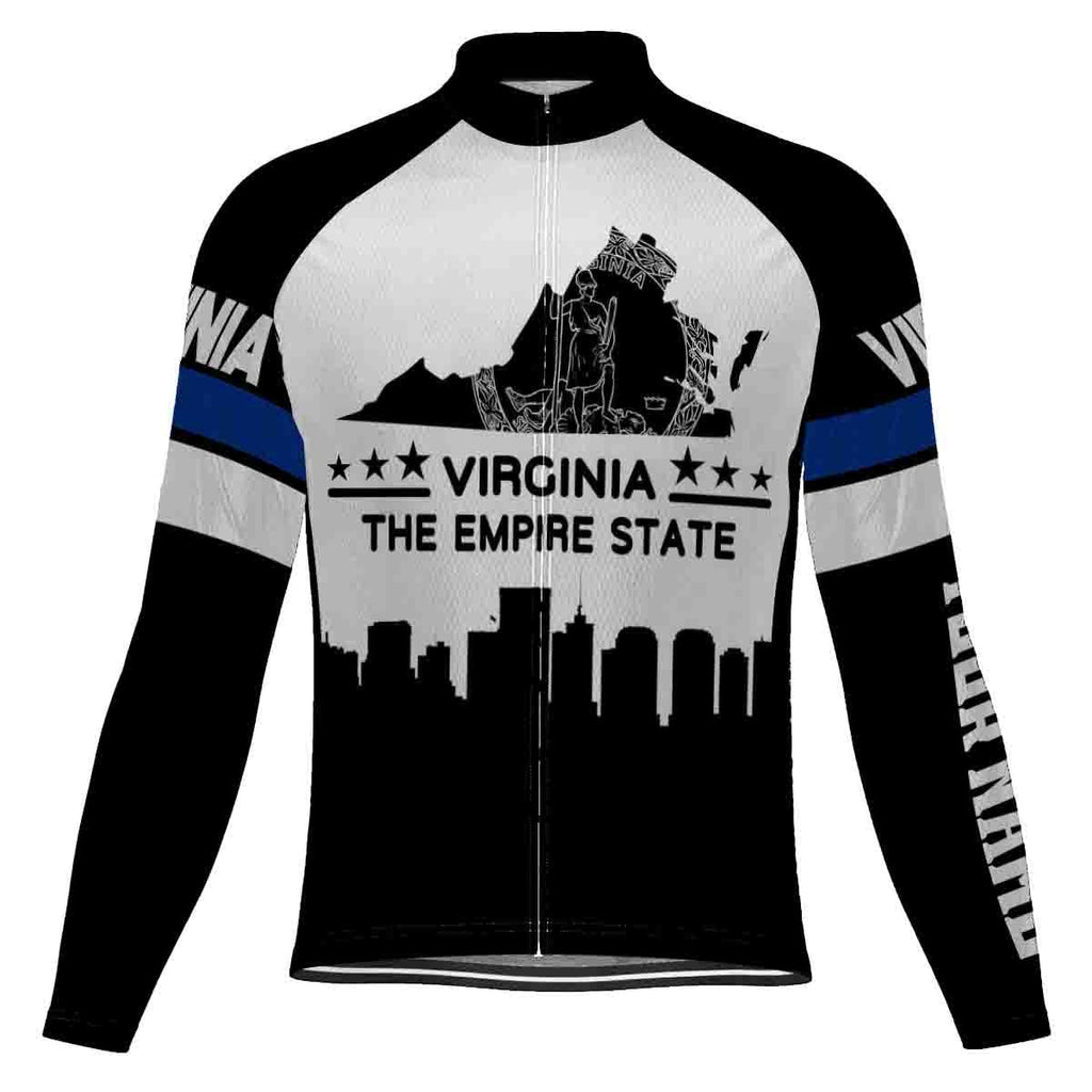 Customized Virginia Winter Thermal Fleece Long Sleeve Cycling Jersey for Men