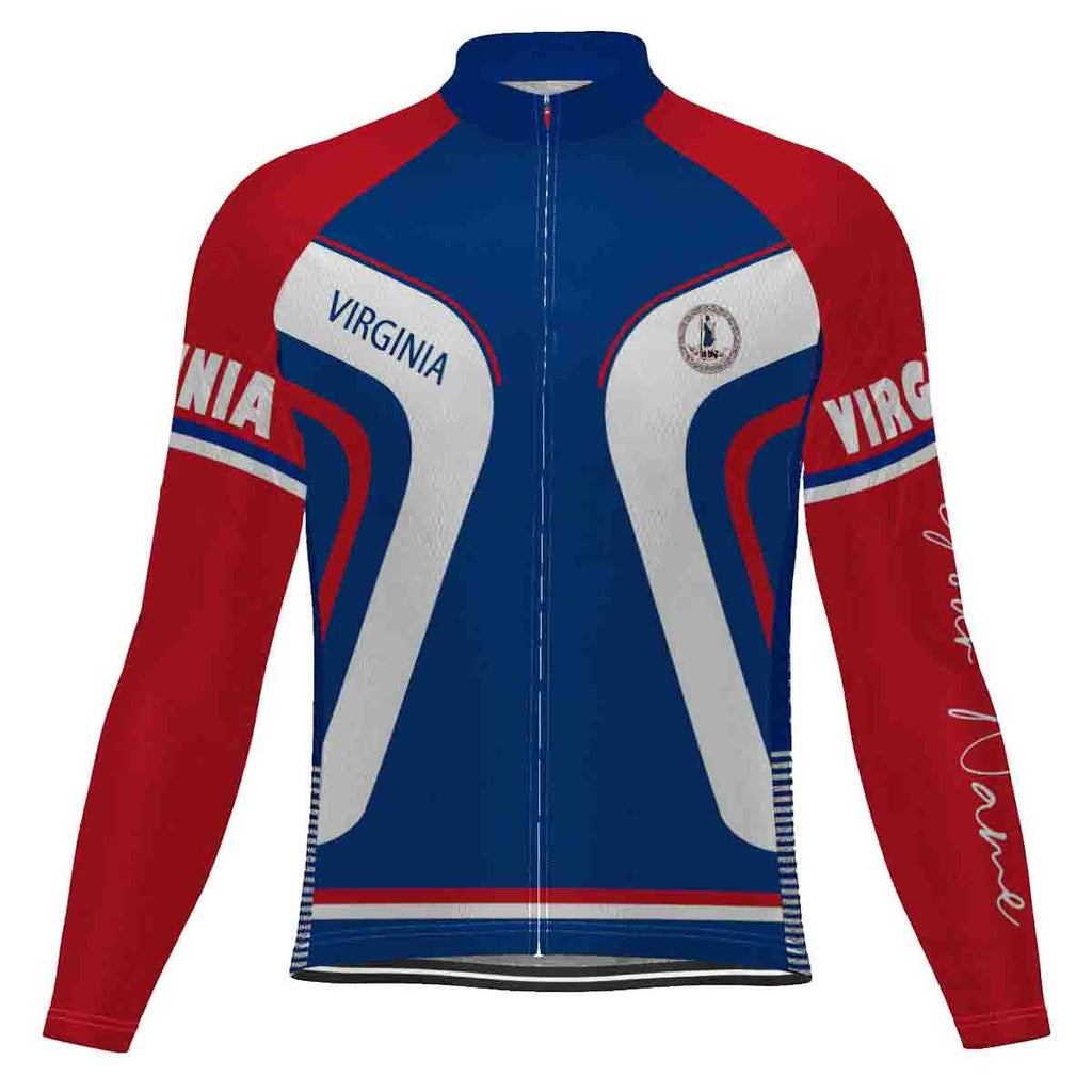 Customized Virginia Winter Thermal Fleece Long Sleeve Cycling Jersey for Men