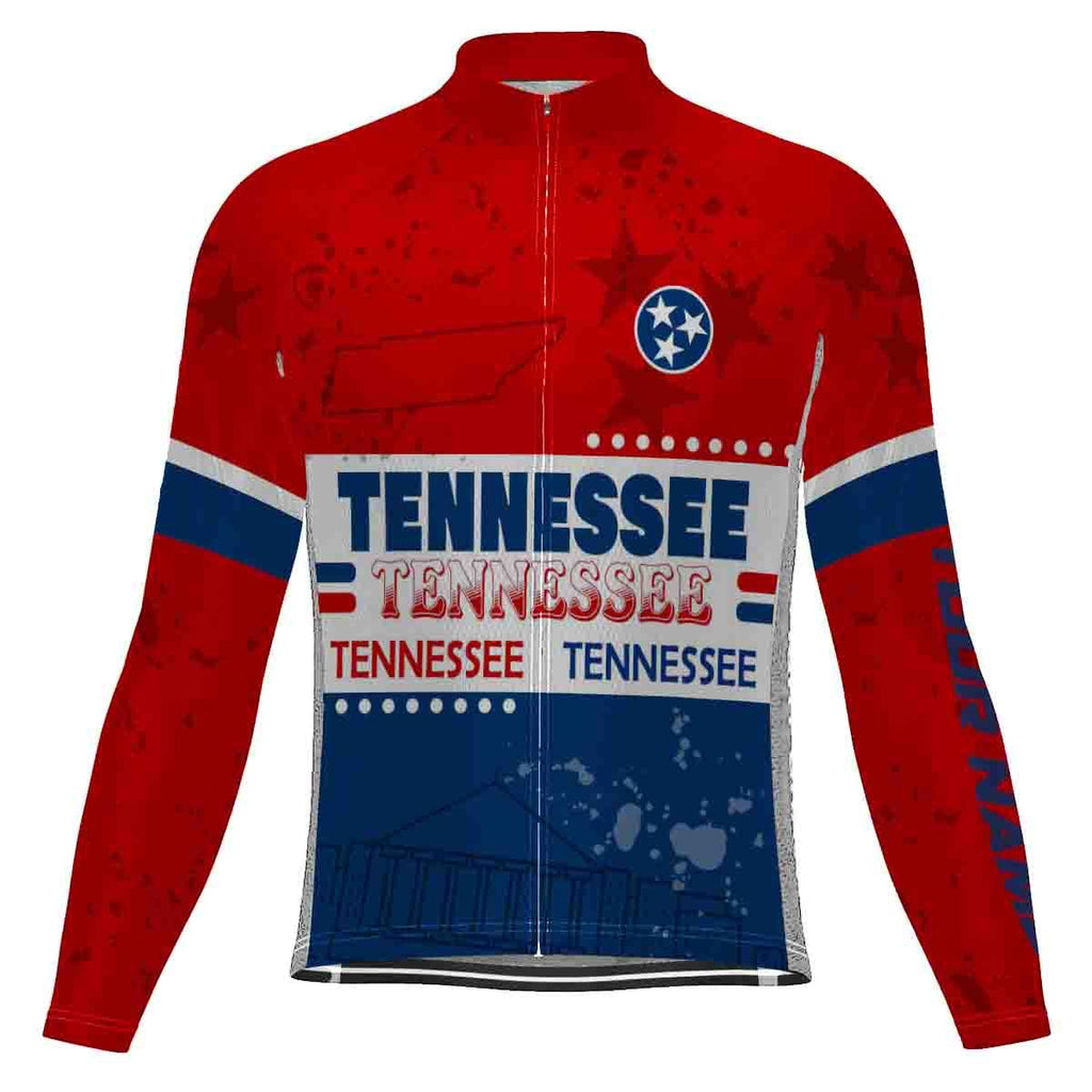 Customized Tennessee Winter Thermal Fleece Long Sleeve Cycling Jersey for Men