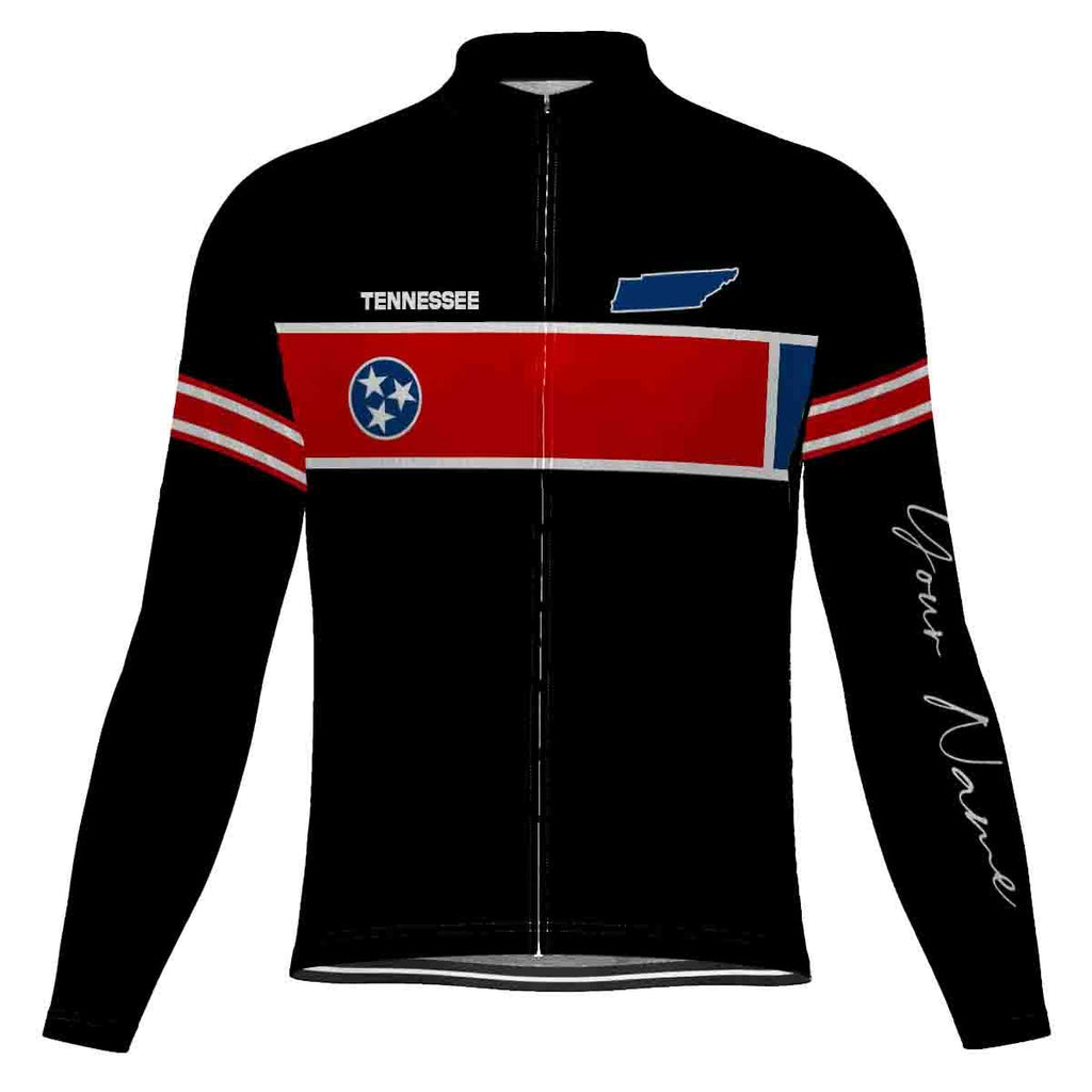 Customized Tennessee Winter Thermal Fleece Long Sleeve Cycling Jersey for Men
