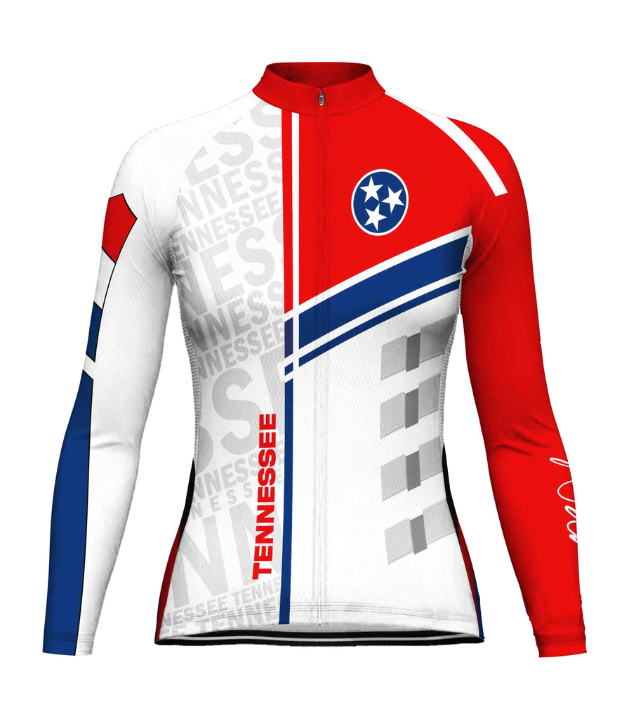Customized Tennessee Winter Thermal Fleece Long Sleeve Cycling Jersey for Women