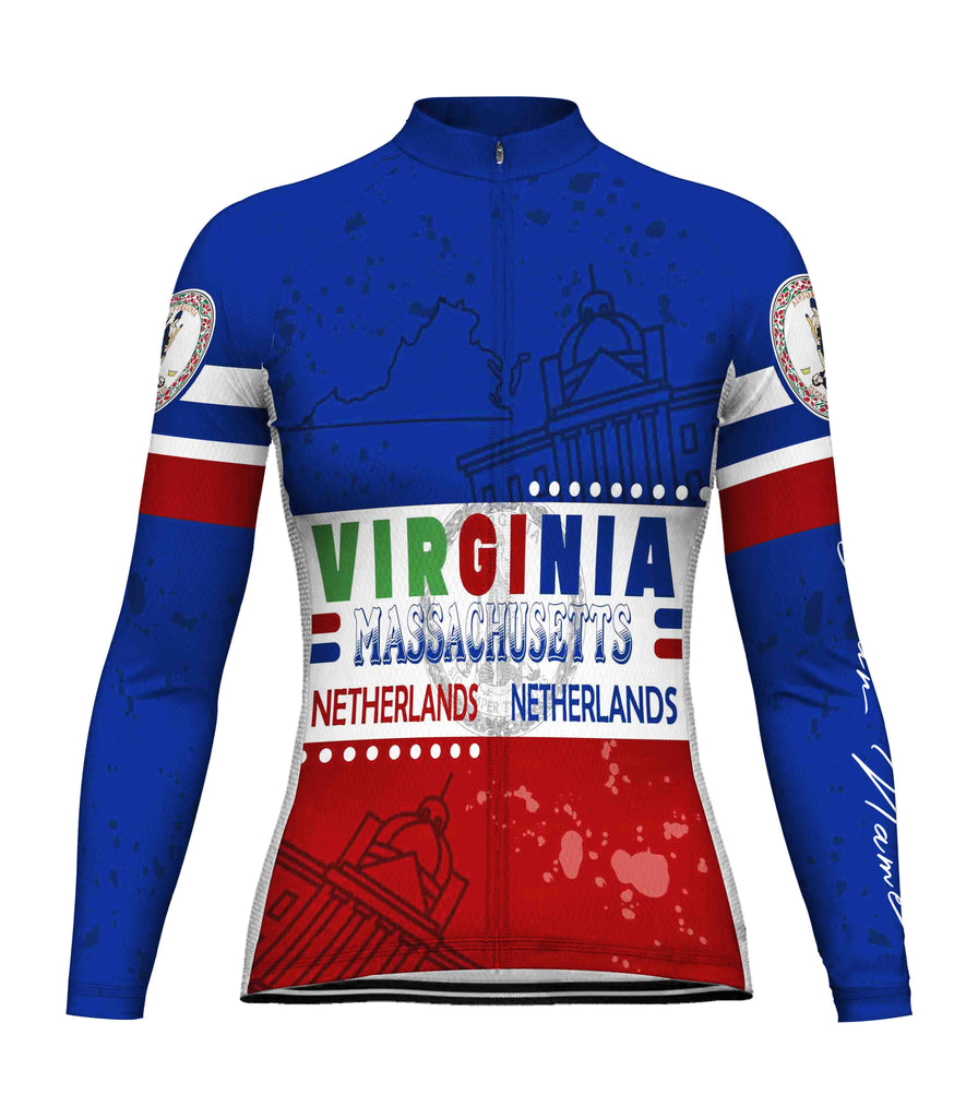 Customized Virginia Long Sleeve Cycling Jersey for Women