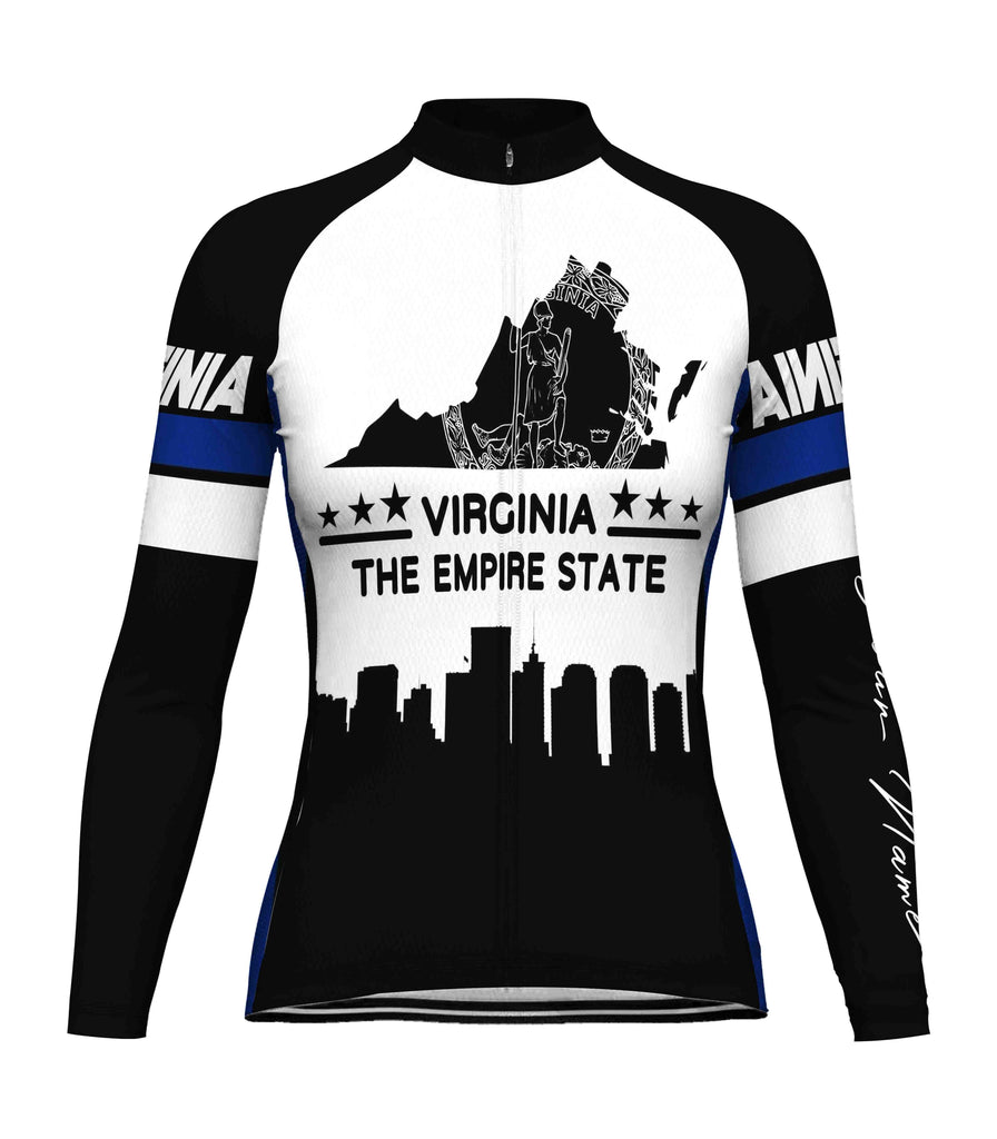 Customized Virginia Winter Thermal Fleece Long Sleeve Cycling Jersey for Women