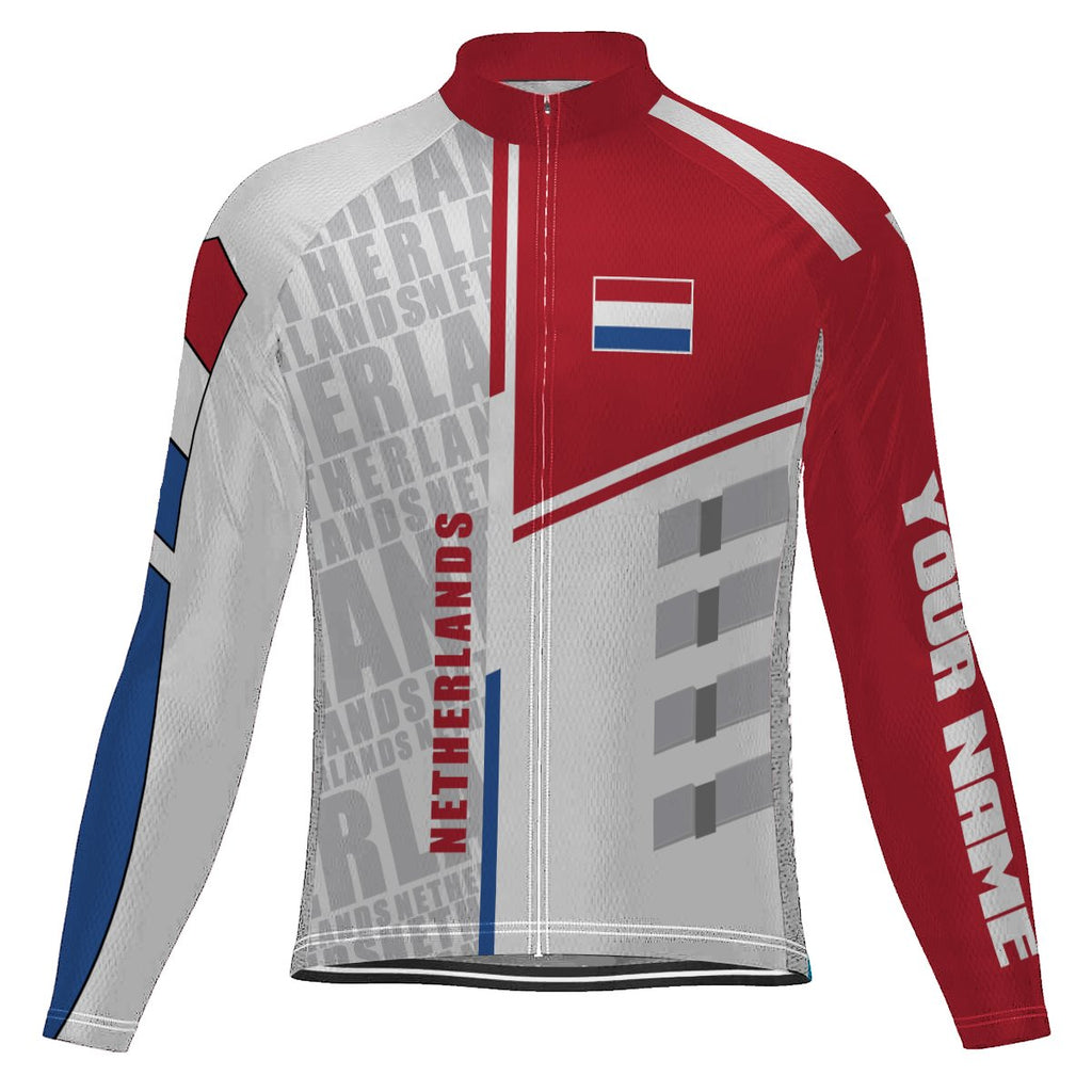 Customized Netherlands Long Sleeve Cycling Jersey for Men