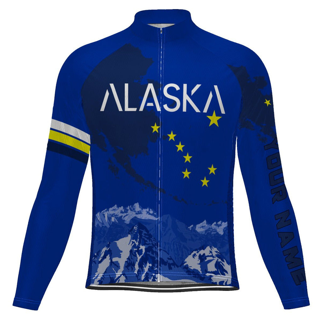 Customized Alaska Winter Thermal Fleece Long Sleeve Cycling Jersey for Men