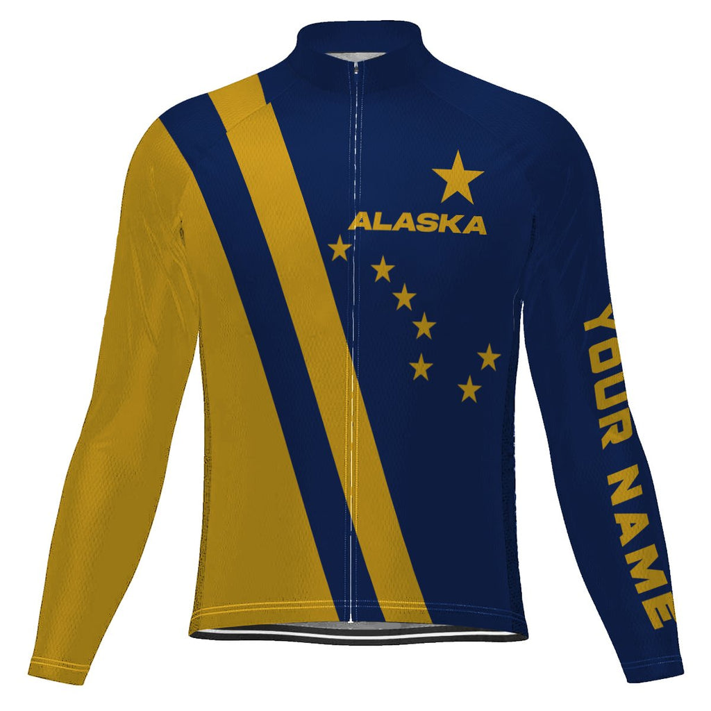 Customized Alaska Winter Thermal Fleece Long Sleeve Cycling Jersey for Men