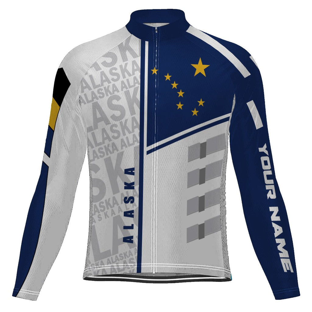 Customized Alaska Winter Thermal Fleece Long Sleeve Cycling Jersey for Men