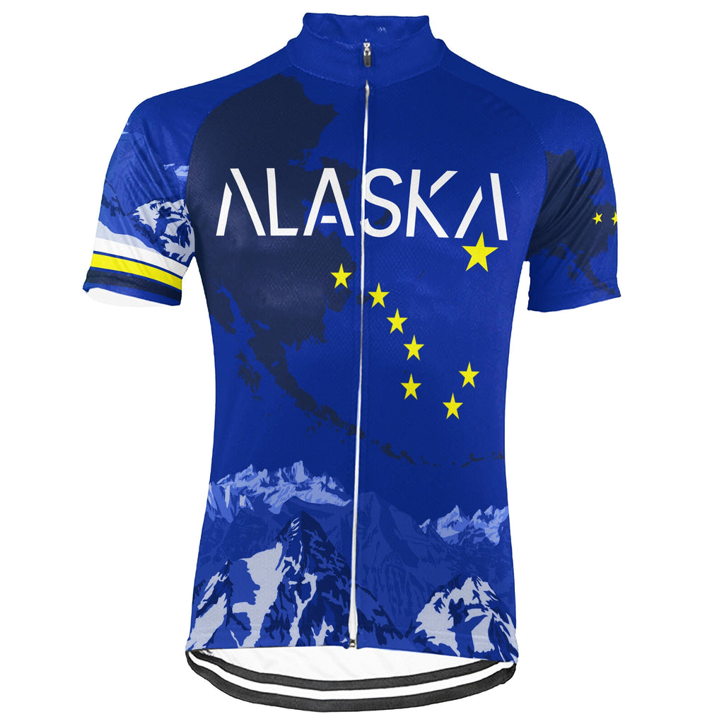 Customized Alaska Winter Thermal Fleece Short Sleeve Cycling Jersey for Men