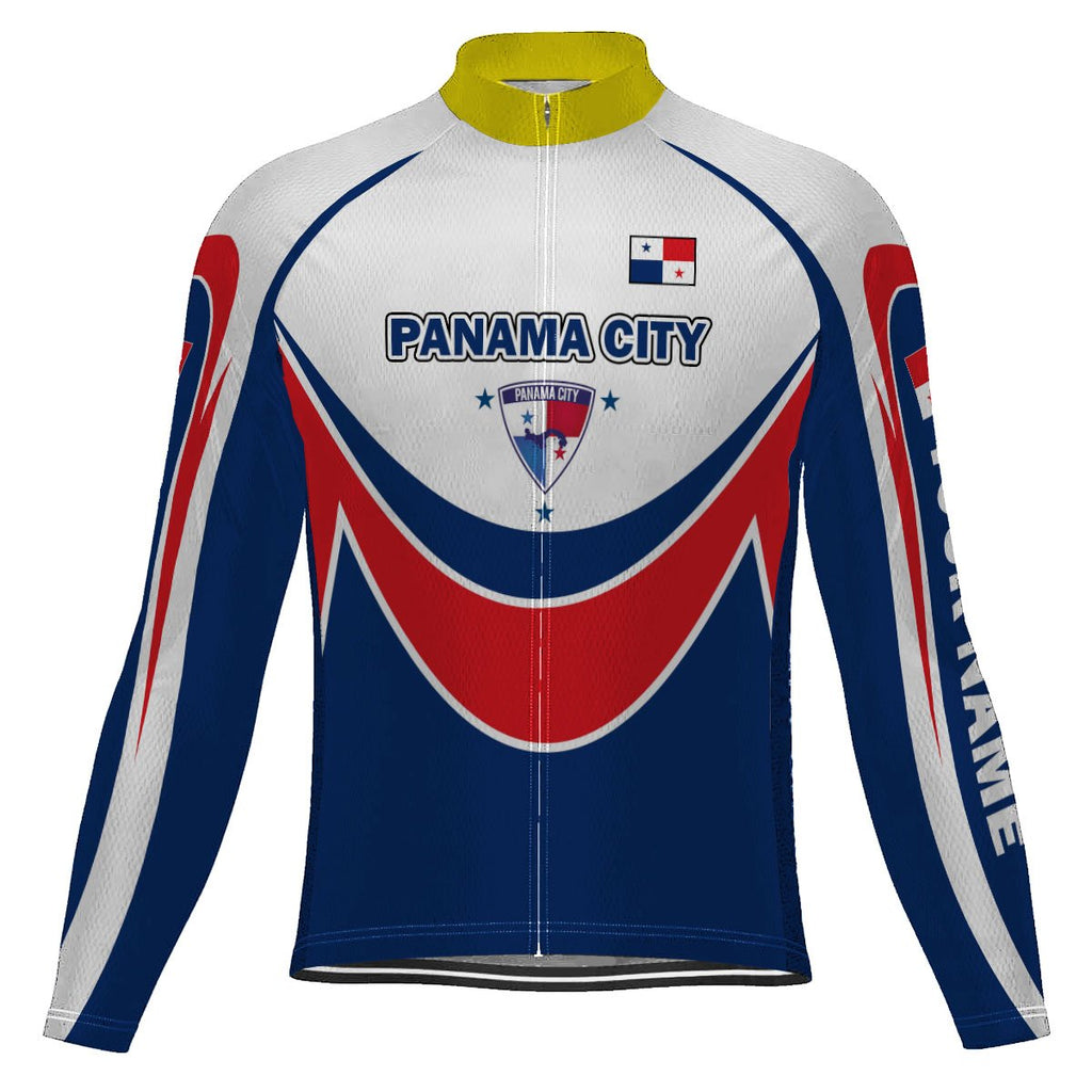 Customized Panama Winter Thermal Fleece Long Sleeve Cycling Jersey for Men