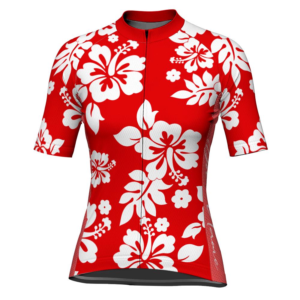 Customized Flower Short Sleeve Cycling Jersey for Women