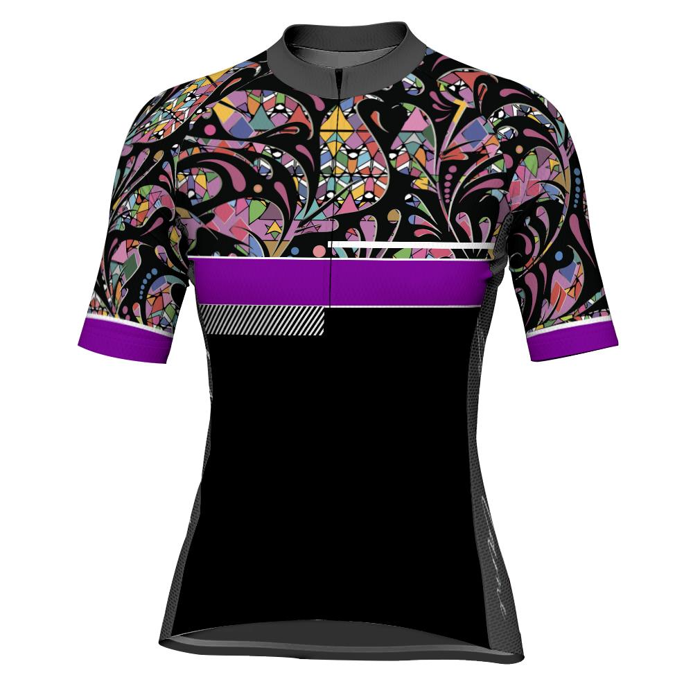 Customized Flower Short Sleeve Cycling Jersey for Women