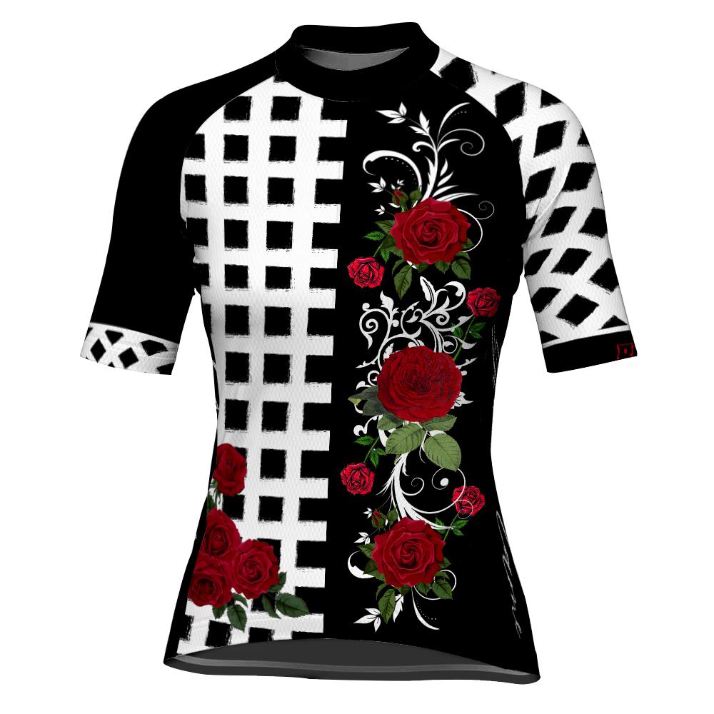 Customized Flower Short Sleeve Cycling Jersey for Women