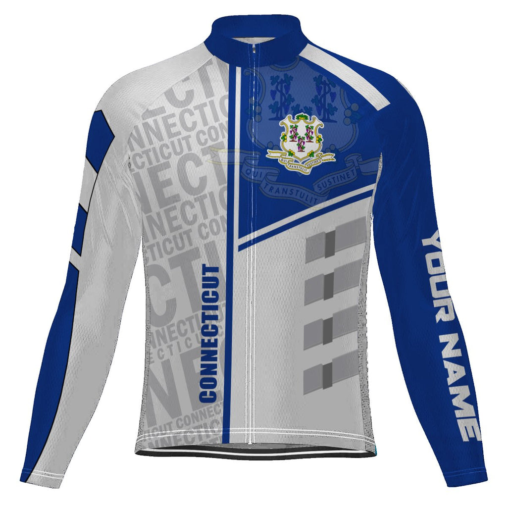 Customized Connecticut Winter Thermal Fleece Long Sleeve Cycling Jersey for Men